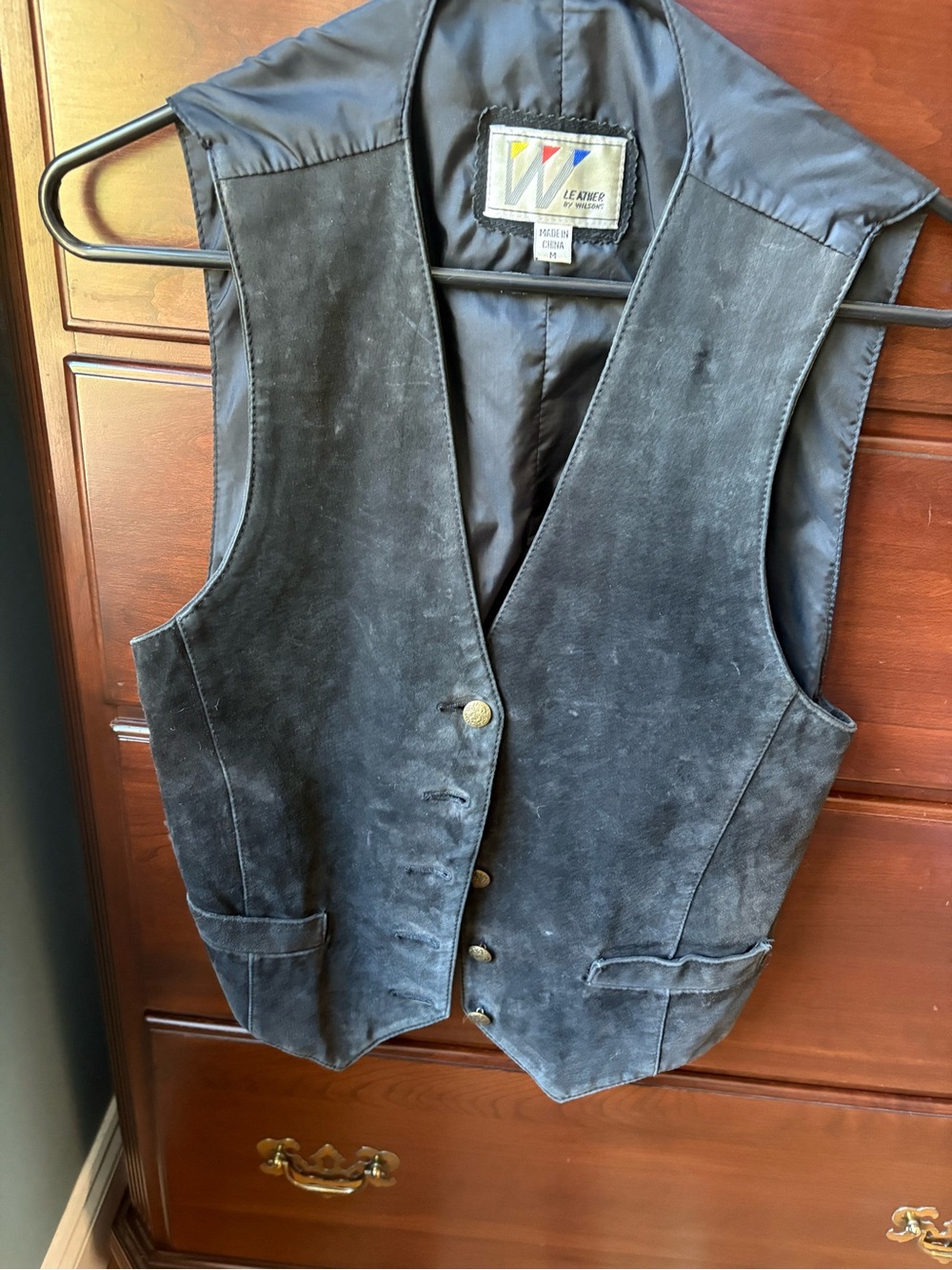 Wilsons Leather Black Suede Women's Button Front Vest